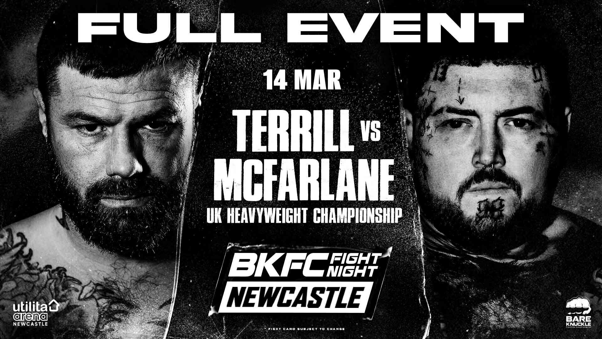 BKFC FIGHT NIGHT NEWCASTLE TERRILL vs MCFARLANE