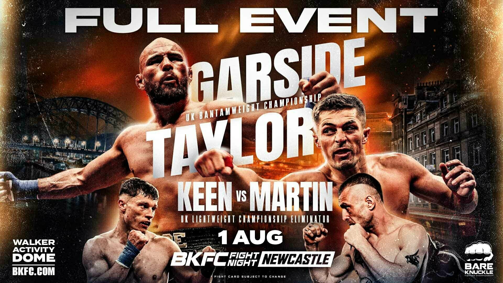 BKFC FIGHT NIGHT NEWCASTLE GARSIDE vs TAYLOR